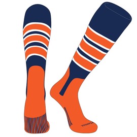 PEAR SOX OTC Baseball Softball Stirrup Socks (C, 7in) Navy, White, Orange, Orange (M)