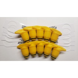 Hart's Hearth & Homestead Propane (LP) Tank/Cylinder Valve Safety Plugs, POL with inside, left hand threads *Made in USA* (10, Yellow)