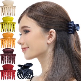 RC ROCHE ORNAMENT Womens Fine Multi Layer Teeth Claws Jaw Hair Clips (Medium (Pack of 6), Classic Multicolor)