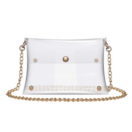 Y&R Direct Clear Bag Stadium Approved Studded Clear Purse for Women Stadium Concert Gameday Party Festivals Button Closure