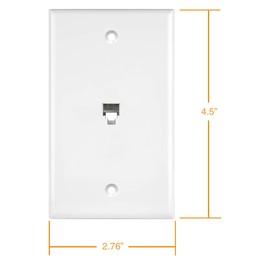 ENERLITES RJ11 Telephone Jack Wall Plate by 1-Gang, Standard Size, White, 6-Position 4-Conductor, Single Port 2-Line Support 6611-W, White