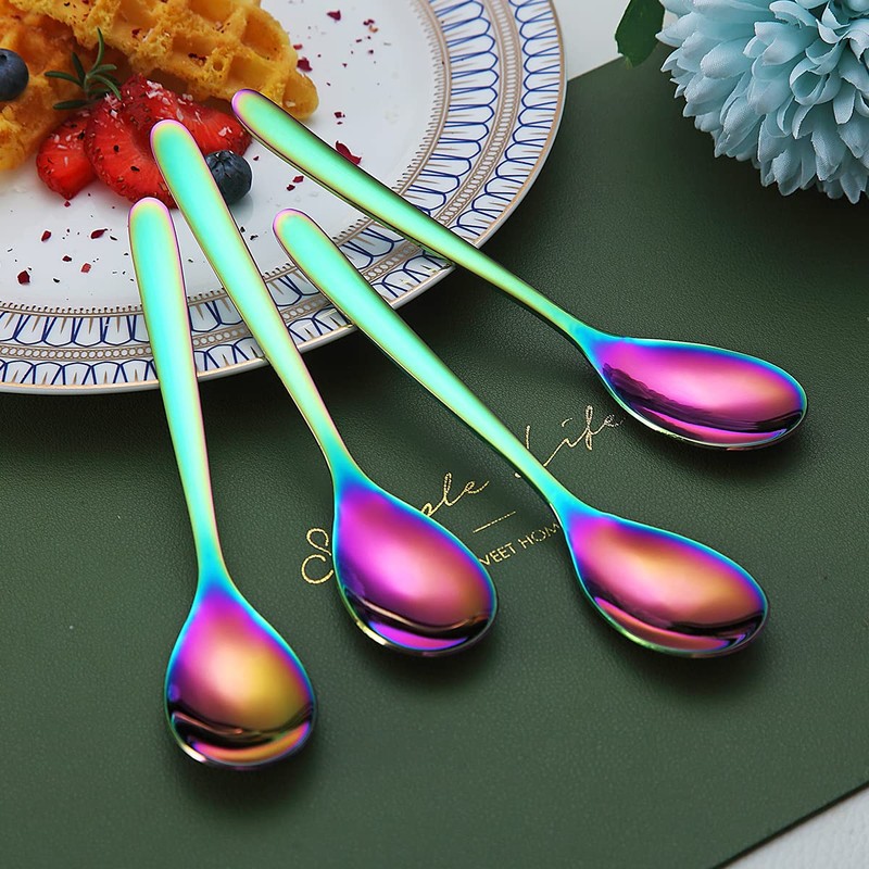 Rainbow Coffee Spoons 6 Pieces Kyraton 5.5 Inch Stainless Steel