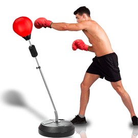 Uxpang Pedestal Punching Bag for Adults and Teens, Height Adjustable Boxing Bag with Stand, Home Reflex Bag Boxing Equipment for Training and Stress Reduction