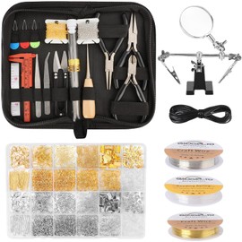 Giwaelro Jewelry Making Kit for Adults, Jewelry Making Supplies with Pliers, Wires, Findings, Necklace Chains, Magnifier and Storage Bag
