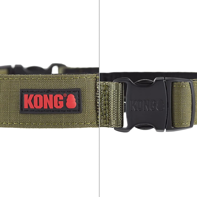 KONG Ultra Durable Padded Comfort Handle Dog Collar (Large, Green)