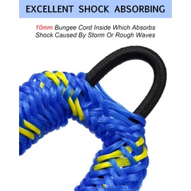 2PCS Dock Lines 3FT Premium Bungee Boat Lines Boat Accessories (Blue+Yellow, 3Feet)