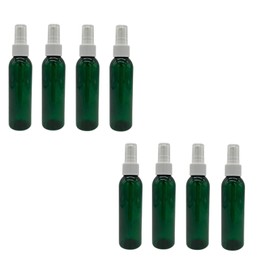 4 oz Green Cosmo Plastic Bottles - 8 Pack Empty Bottle Refillable - BPA Free - Essential Oils - Aromatherapy | White Ribbed Fine Mist Pump Spray Caps- Made in the USA - by Natural Farms…