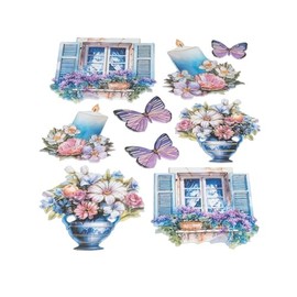 Ideen mit Herz Sticker Sheet, 3D Relief Sticker, High-Quality Embossed with 3D Effect, Window Pictures, Scrapbooking, DIN A4 Sheet with Many Motifs (Window with Flowers 3)