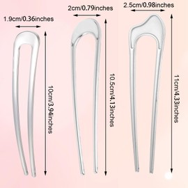 6PCS Metal French Hair Pin U Shape Vintage Women French Twist Hair Clip Silver Bun Hairstyle Accessories Bun Tresses Fork Suitable for Long and Thick Tresses Women Gift