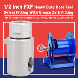 ½ Inch Hose Reel Swivel, 5024-Ni-AL FXF Heavy Duty Steel Hose Reel Swivel with Grease Zerk Fitting for Industrial and Home Garden Steel Swivel Joint Air Hose Reel Parts Replace 9SS8FP50XFP50-Ni-AL