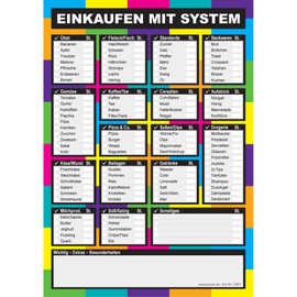 PRICARO Einkaufsliste"System", Kacheln, bunt, A5, 3 Stück