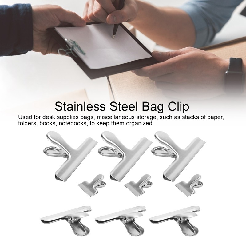 9Pcs Stainless Steel Food Storage Bag Sealing Chip MultiPurpose Air