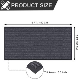 CHICHIC 3'x6' Indoor Outdoor Heavy Duty Door mat, Welcome Front Door Mat for Home Entrance, Super Water Absorbent Large Commercial Floor Mats, Non Slip Rubber Back Entryway Rugs for Garage (Grey)