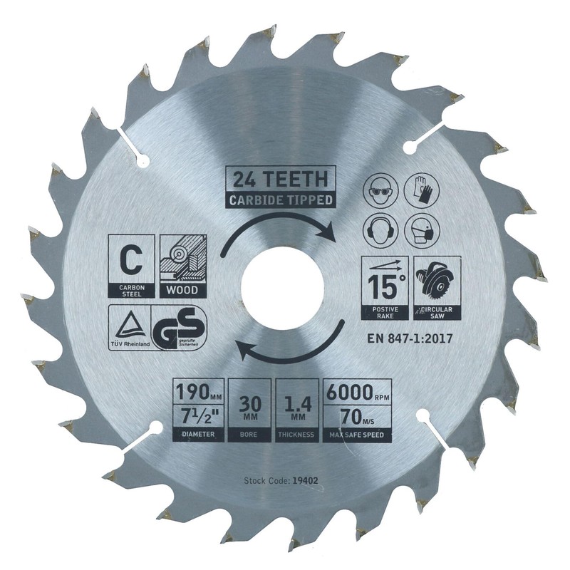 Circular Saw Blade 190mm x 30mm 20 24 40 Teeth