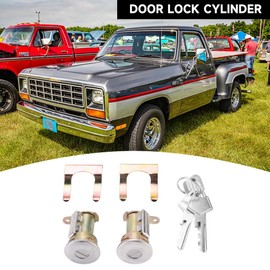 Yollky Car Door Lock Cylinder with Keys for Dodge B100 B150 B200 B250 B300 B350 for Dodge W100 W200 W250 W300 W350 for Dodge D100 D150 D200 D250 D300 D350 | 2 Keys, Silver Tone | Replaces 5070004