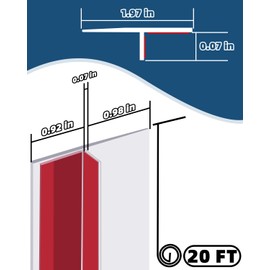 ZOWZOW T-Shaped Clear Silicone Seal Strip for Door, Draft Stopper 20 Ft x 1.97 in Weather Stripping Seal Strip for Door & Windows Gaps