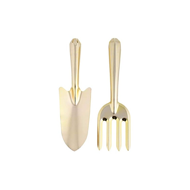 Gold Coloured Steel Trowel & Fork Set Gift Boxed