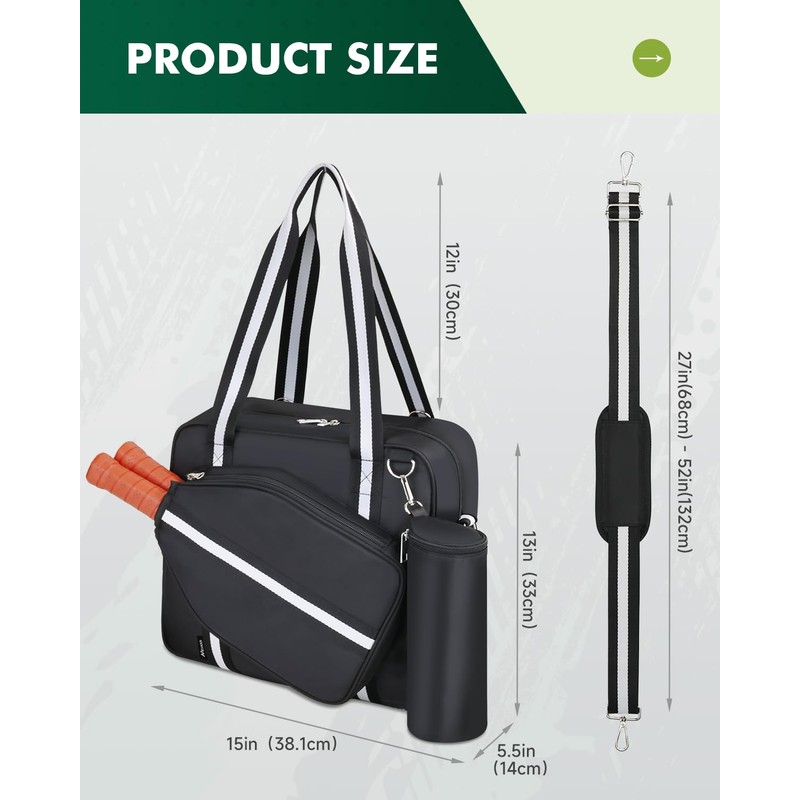 Movker Pickleball Tote Bag for Women Men with Paddle Cover