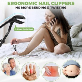 Toenail Clippers for Seniors Thick Toenails, Angled Head Large Toe Nail Clippers for Thick Nails for Men, Heavy Duty Ingrown Toenail Clippers with Wide Jaw, Slanted Nail Clippers with Long Handle
