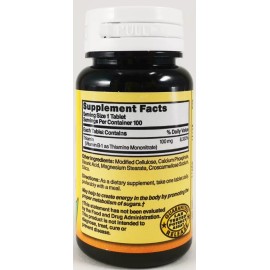 Nature's Blend Vitamin B-1 Supplement 100mg 100Tablets (pack of 2) -EXP:12/2025