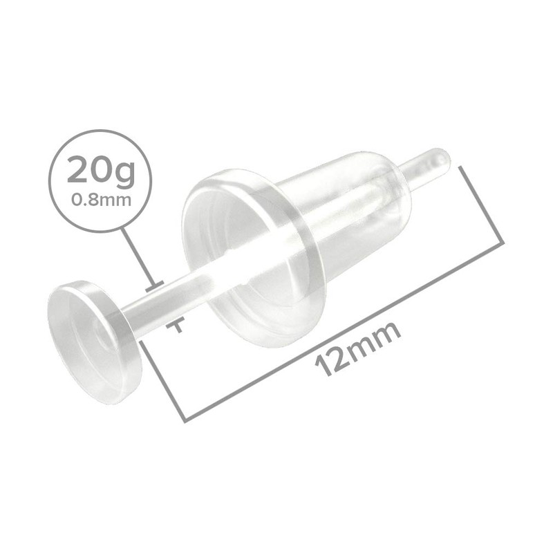 5pc 0.8mm 20g Stud Earrings Cartilage Piercing Flexible Bioflex Clear