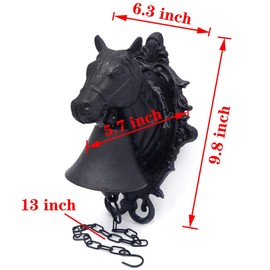 SMT- Horse Head Upstreet Outdoor Dinner Bell Made For Ranch House Family Front Door Interior Exterior Décor | Wall Hanging Mount Heavy Cast Solid Iron Handcrafted Antique Doorbell [P/N: ET-BELL001]