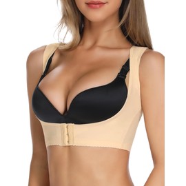 MISS MOLY Shapewear Women's Chest Binder Slimmer Shaper Figure Shapewear Top Elastic Compression Posture Humpback Corrector Body Shaper Vest, beige, M