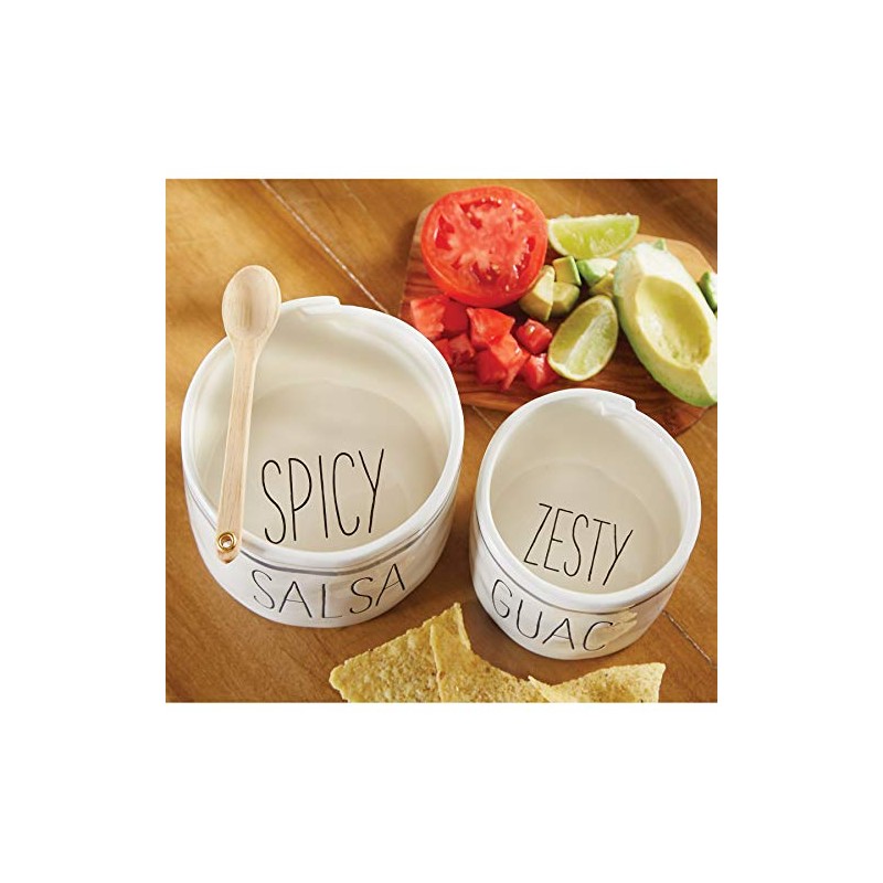 Mud Pie Salsa & Guac Bowl Set, white, salsa 3""