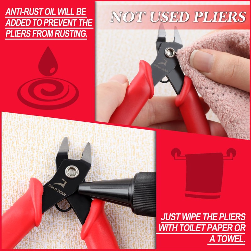 GOLD DEER 5-Inch Diagonal Cutting Pliers Precision Mini Flush Cutters