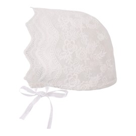 Baby Girl Bonnet Eyelet Lace Cotton Christening Bonnet Toddler Handmade Beanie Sun Protection Hat (Rose, 3-9M)