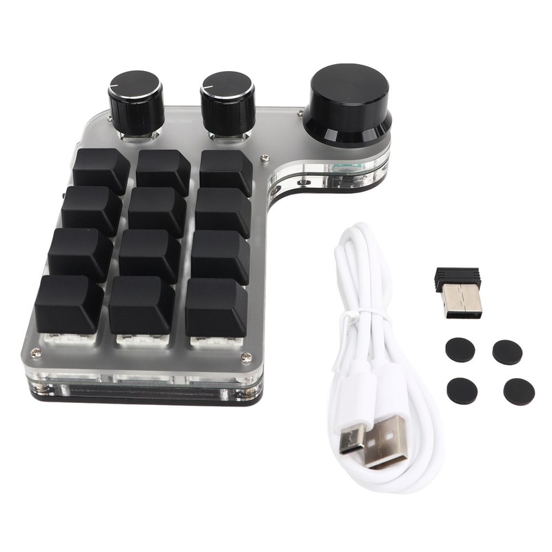Programmable Keyboard with RGB 3 Knob 12 Keys 2.4G USB