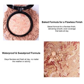 Baked Foundation for Women, Color Correcting Powder Foundation,Waterproof & Sweatproof Face Powder, 2-in-1 Highlighting & Setting Makeup,oil control & Travel-Ready