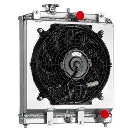 Honda Civic Radiator, Aluminum Radiators for 1992-2001 Acura Integra, Honda Civic del Sol 1.5L 1.6L 1.8L L4 Engine, 2 Row Radiators+Electric Shroud Fan