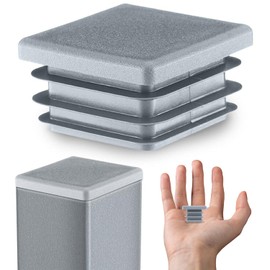 EMFA Lamellar Plugs for Square Tube, 18 x 18 mm, Grey, 50 Pipe Plugs, 18 x 18 Square Tube, Plastic, Square, 1.8 x 1.8 cm, Plug Cover, Pipes, Pipe Cover for Moulded Pipe, End Cap