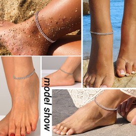 PROSILVER Silver Chain Anklet For Women Ankle Braclets Ankelts Foot Bracelet Ankeletes