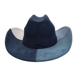 EOZY Patchwork Big Brim Cowboy Hat for Women Men Suede Cowgirl Hat Cattleman Western Cowboy Hat/Navy Blue