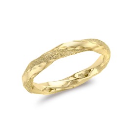 CARISSIMA Women's 9ct Yellow Gold 3mm Polished and Textured Twist Ring - Size L