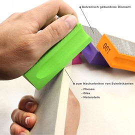 1 x sanding sponge, grit, 100 grit, hand sanding pad, diamond pad, sanding pad for grinding or deburring tiles, ceramic, glass, marble, natural or artificial stone