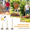 25-Tine Metal Leaf Rake Set with Adjustable Handle, 32-Gallon Bag