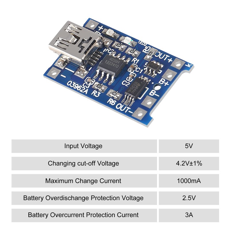 TP4056 Mini USB Charging Board - 5V 1A with Battery