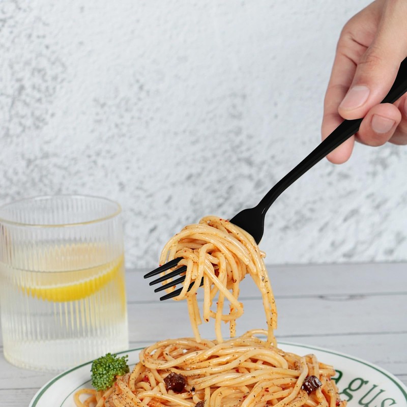 Dehouse 16-Piece Black Stainless Steel Dinner Forks, 7.87 Inch Flatware
