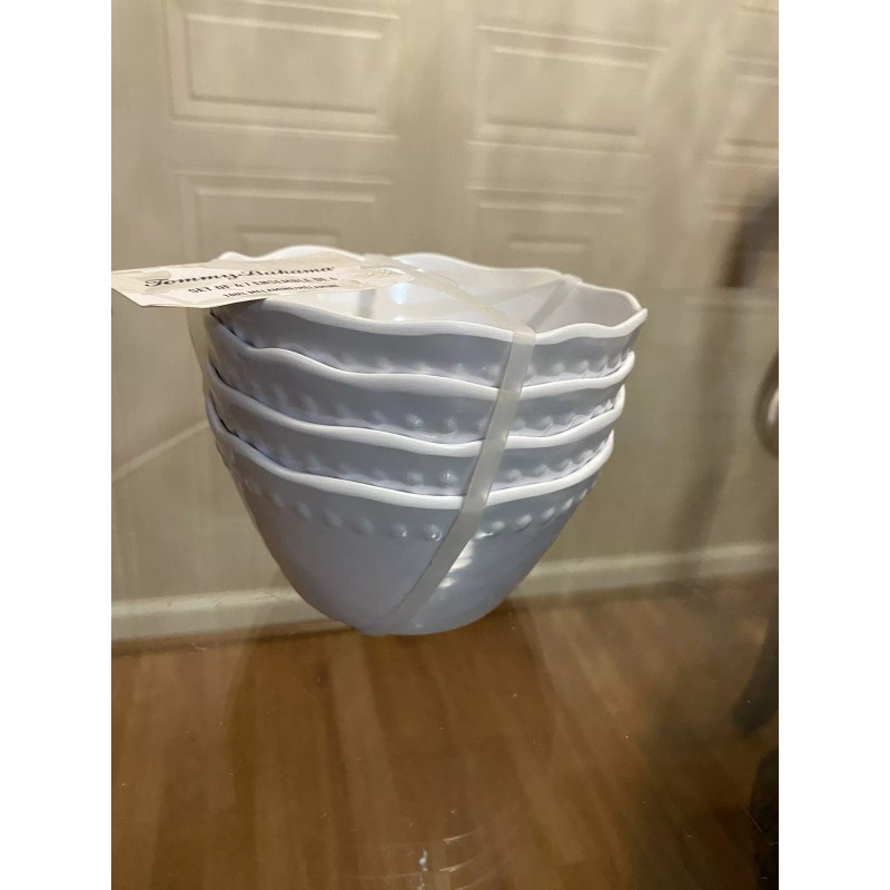 Tommy Bahama White MELAMINE Appetizer Bowls Set /4 - Scalloped