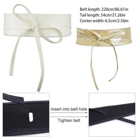 MisFun Pack of 2 Wide Belts, Belt for Dress, Waist Belt, Women's Wide, Wider Wrap Belt, Tie Belt, Wide Tie Belt, PU Leather Wrap Belt, for Dresses and Outerwear