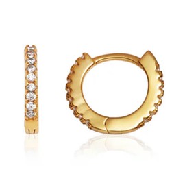 Abbott Lyon Crystal Huggie Hoop Earrings | 18k Gold Plated Sterling Silver Stacking Hoops for Women | 13mm