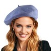 French Wool Light Blue Beret Hats for Women Man Solid