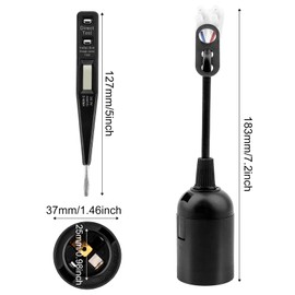 MXTIMWAN 10 Stck E27 Fassung E27 Lampenfassung E27 mit Kabel E27 Baufassung Mit Leuchtmittel E27 Fassung mit Kabel Lampenfassungen E27 Glhbirnen Baulampenfassung mit 1 Stck Vde-Spannungsprfer | Schwarz