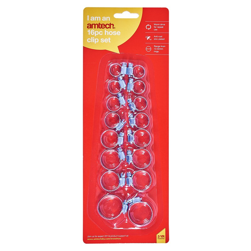 Amtech S4390 16 Piece Hose Clip Set
