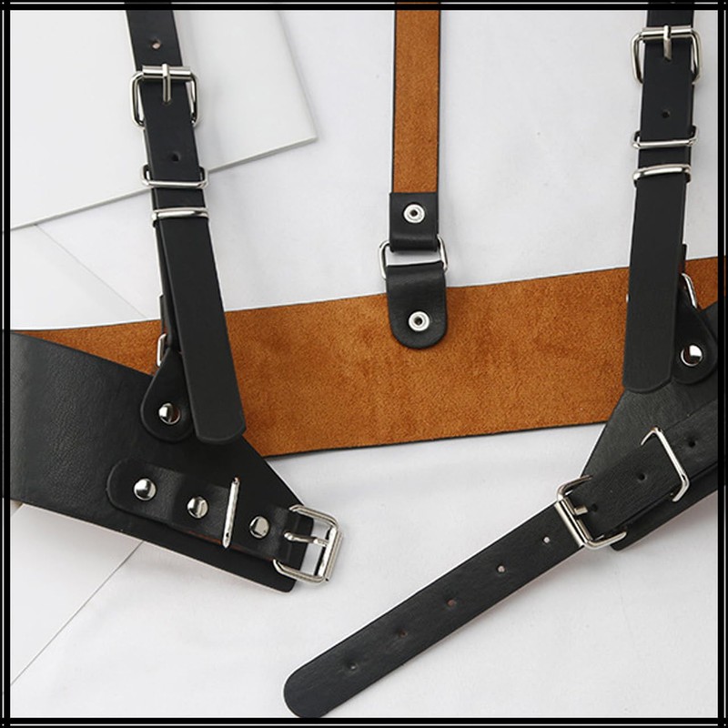 White Fang BT484 Women's Harness, Leather, Suspender Girdle, Chest Strap,