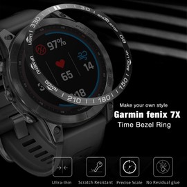 Abanen Bisel de reloj para Garmin Fenix 7X Sapphire Solar / Fenix 7X Solar, cubierta adhesiva pulida de acero inoxidable antiarañazos, anillo protector para la serie Fenix 7X (no para la serie Fenix