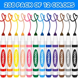 TooyBing Washable Markers Bulk (288 Count), 12 Assorted Color, Markers for Kids Classroom School, Broad Tip Durable Markers, Back to School Classroom Art Supplies Essentials for Kids